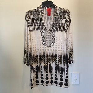 V Cristina Boho Embellished  Bell Sleeve L NWOT